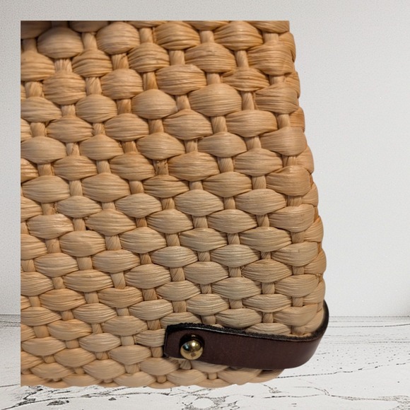 Vintage 1960's,70's Etienne Aigner woven straw and leather Handbag Satchel Purse - Picture 4 of 16